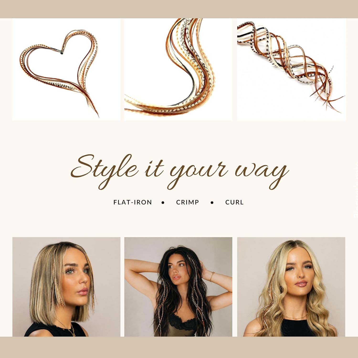 21 Color Hair Extensions – 9”–14” Long – DIY Rooster Kit with 20