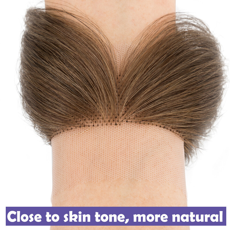 2*16CM Forehead Frontal Hairpiece Mens Toupee Hairline V Loop/Replacement System