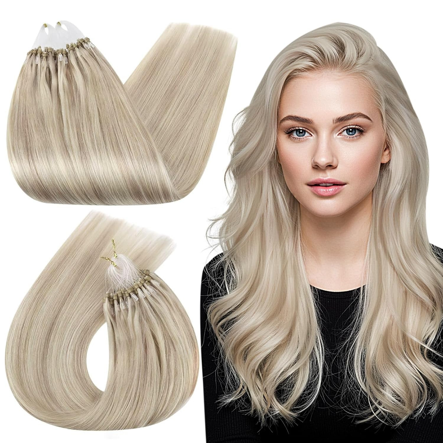 Microlink Hair Extensions Highlight Micro Bead Hair Extensions Light Blonde with