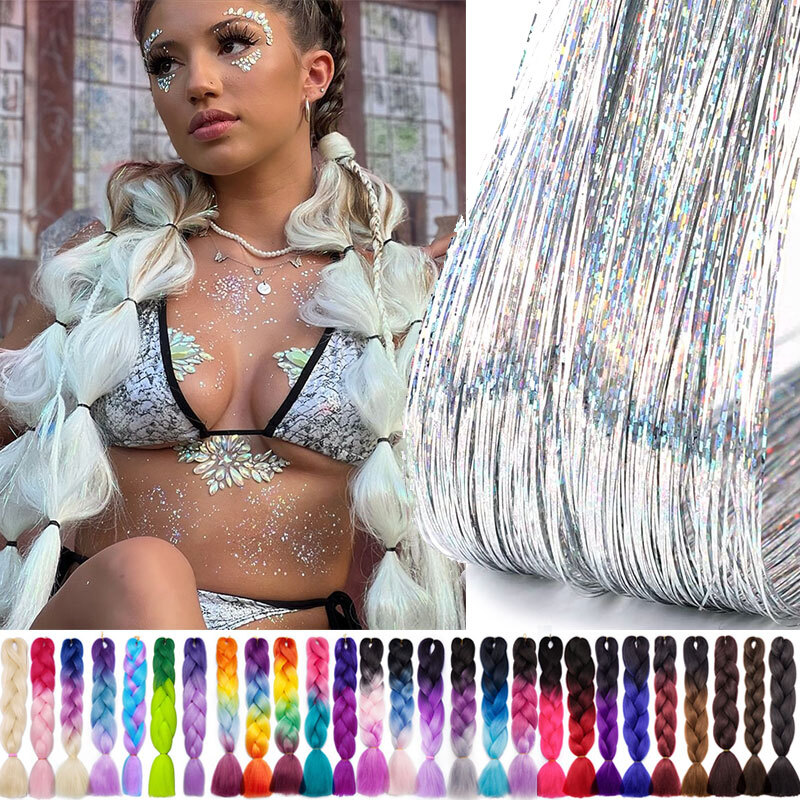 Festival Tinsel/Jumbo Braiding Hair Extensions for Women Girls Kids DIY Braid US
