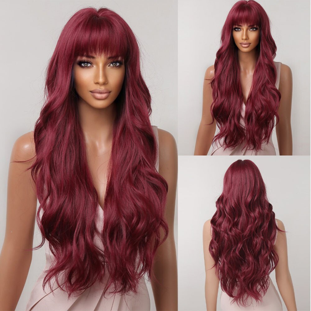 Synthetic Long Wavy Wig Ombre Platinum Brown Blonde White Wig Heat Resistant