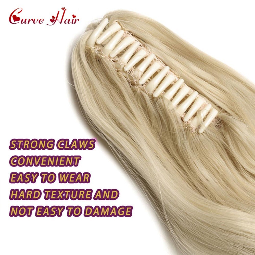 Women Ponytail 22″ Long Wavy Hair piece Claw Clip In Ponytaill Extension Synthet