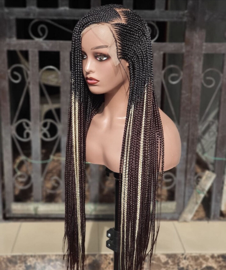 Braided Handmade Cornrows. Lace front wig. (READY TO SHIP TODAY)