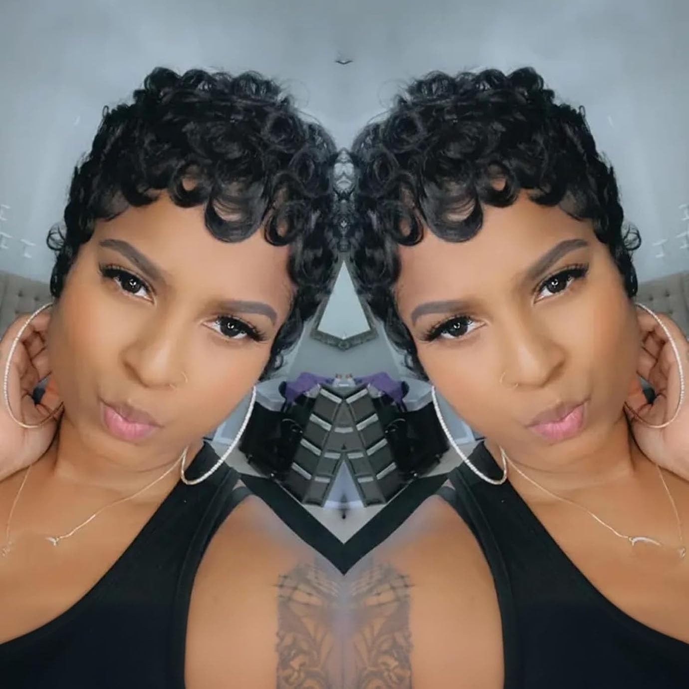 Pixie Cut Wigs for Black Women Brazilian Curly Pixie Cut Wig Human Hair Glueless