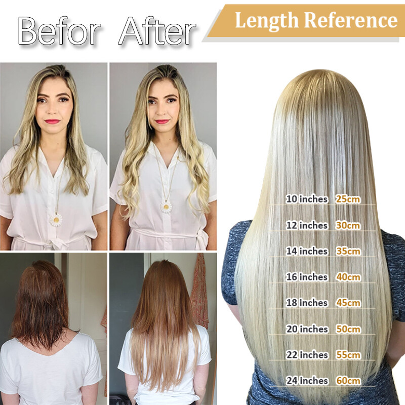 Russian One Piece Clip In 100% Real Remy Human Hair Extensions 3/4 Full Head