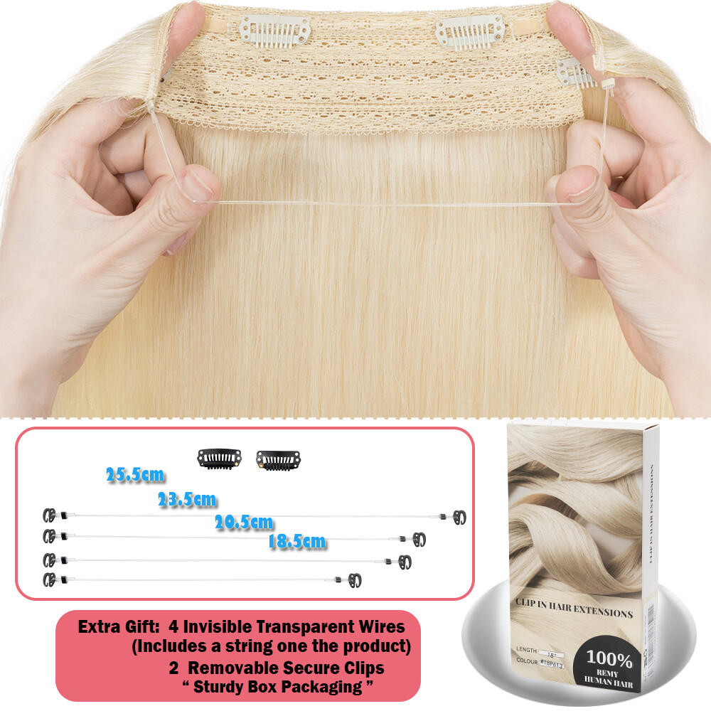 CLEARANCE Clip In Weft Wire Remy Human Hair Extensions Hidden Headband 12-24Inch
