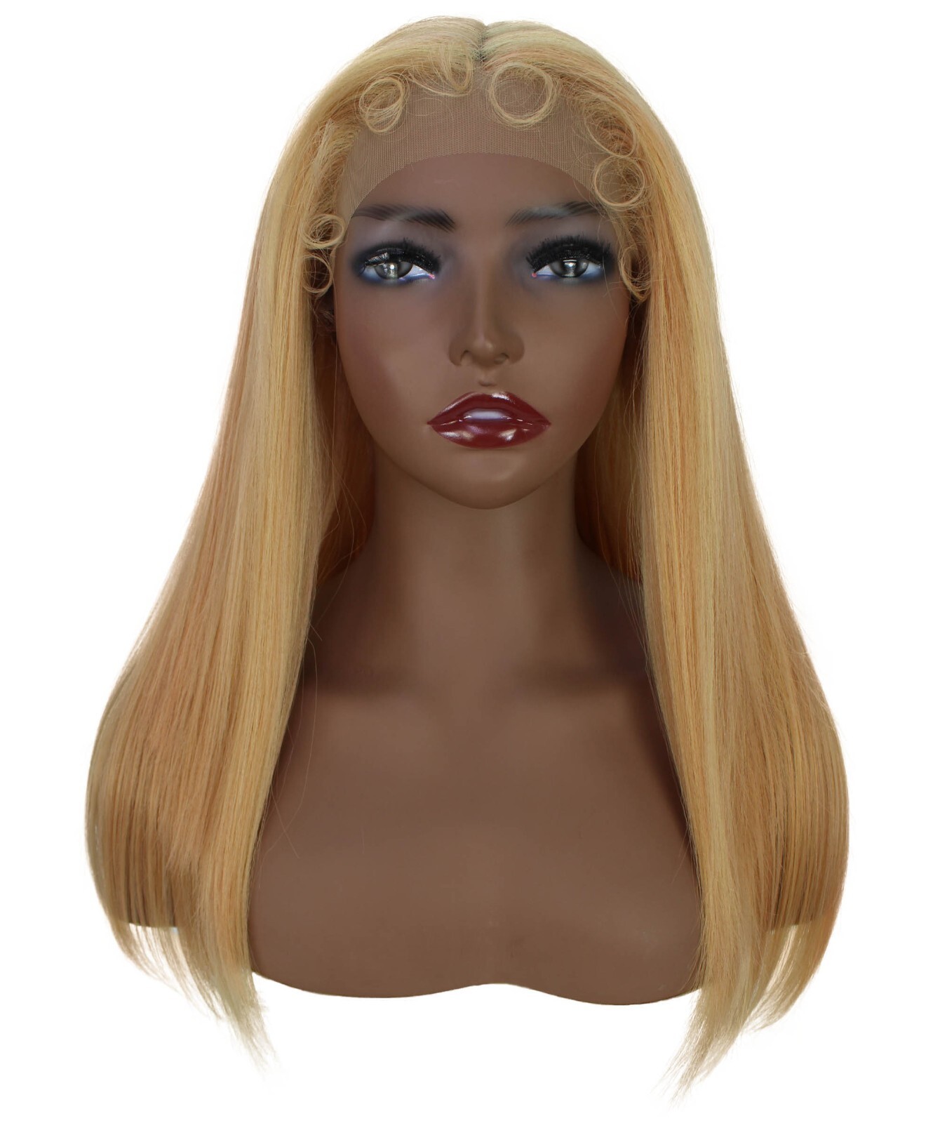 LUXLUXE Ebony Straight 21.5 inch Lace Front Wig Heat Resistant Fiber, BL-0166