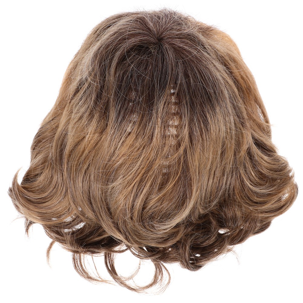 Short Curly Wavy Hair Fiber Lace Front Wig Yellow Realistic Cover for Women
