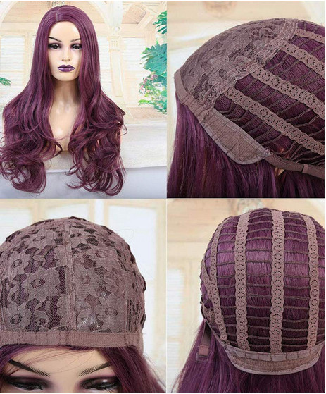 Cosplay Wig Wavy Curly Halloween Costume Wigs for Women Dark Purple
