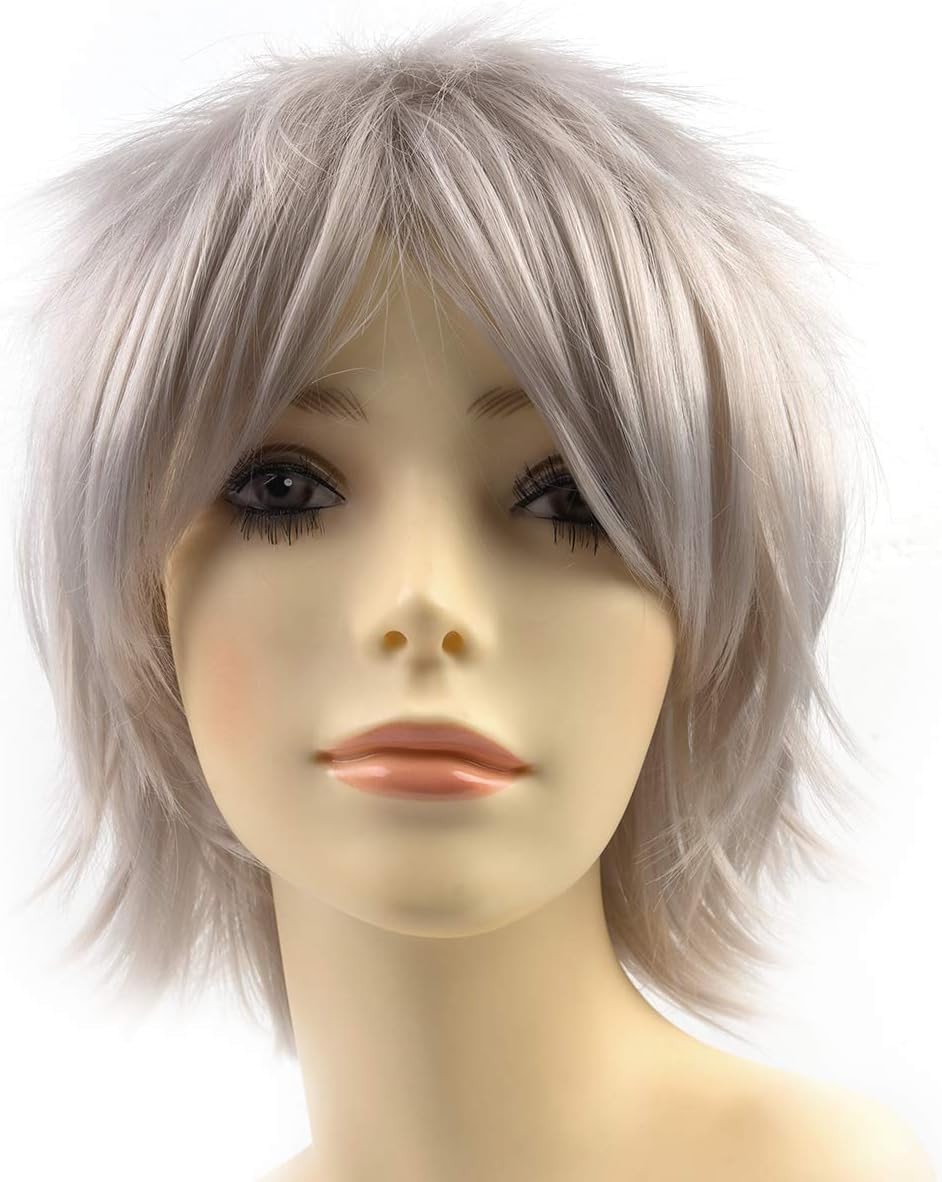 Modernfairy Anime Halloween Wig Ash Grey for Cosplay Party, Synthetic Layered…