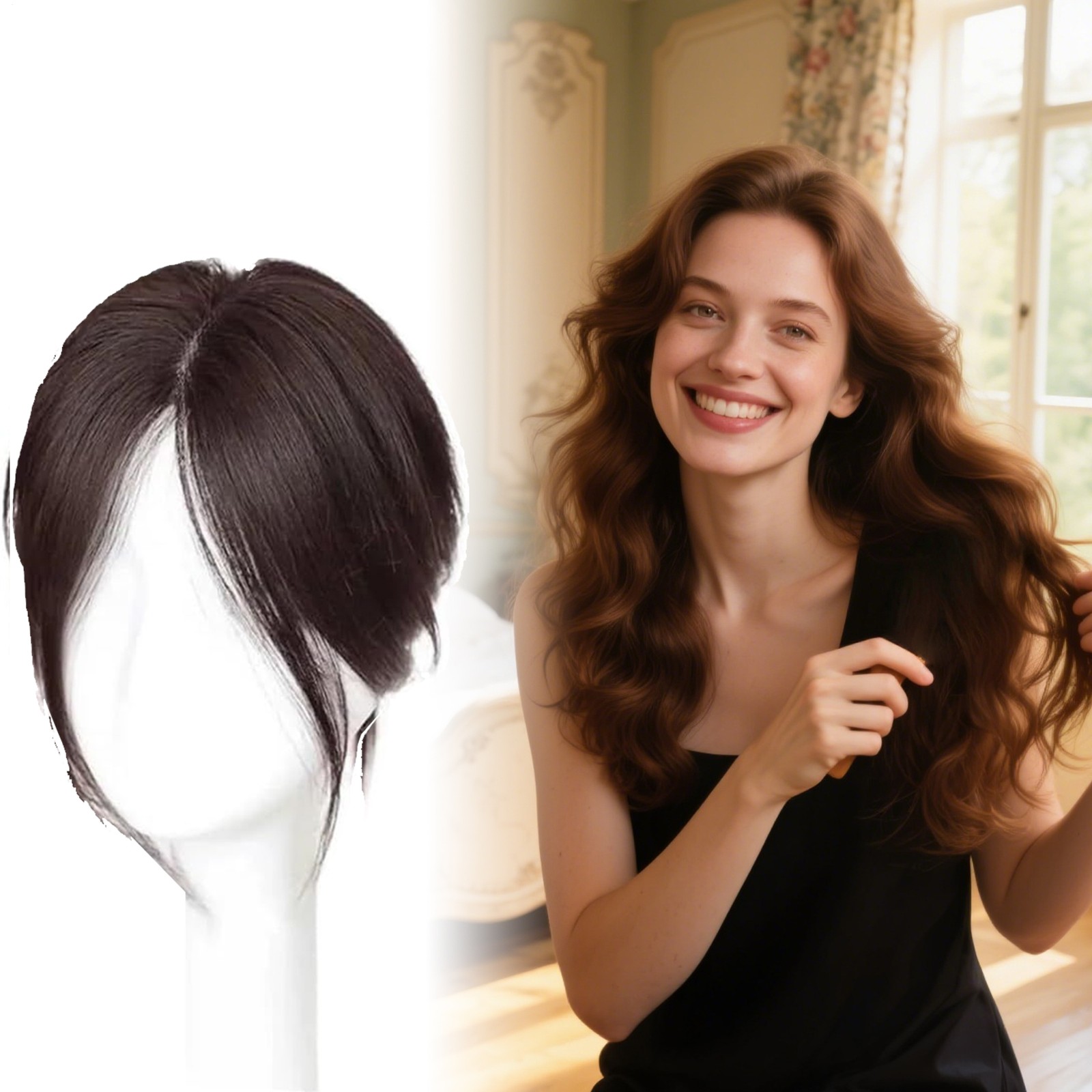 Human Hair Bangs Side Fringe Women Middle Part False Bangs Clip-in Hair