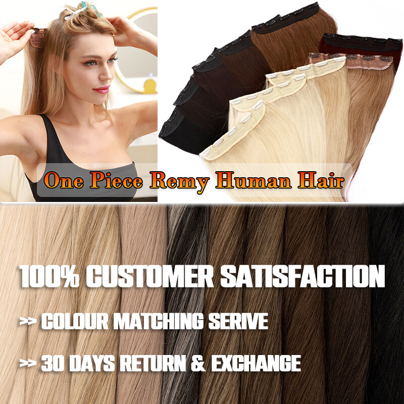 AAA+ V-Shaped One Piece Clip In Remy Human Hair Extensions Blonde 3/4 Full Head