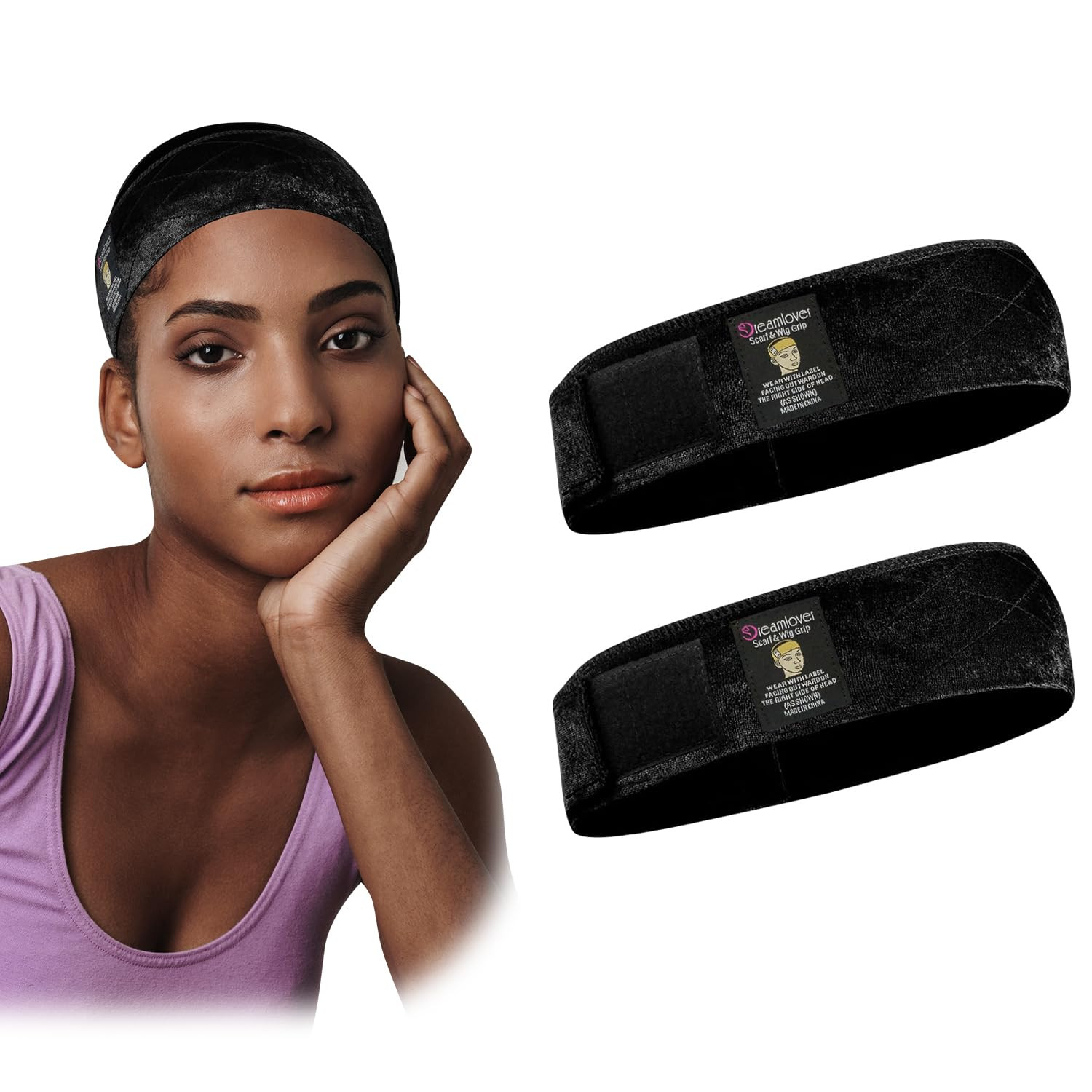 Velour Wig Grip Band Adjustable Non-Slip Headband for Wigs & Lace Fronts