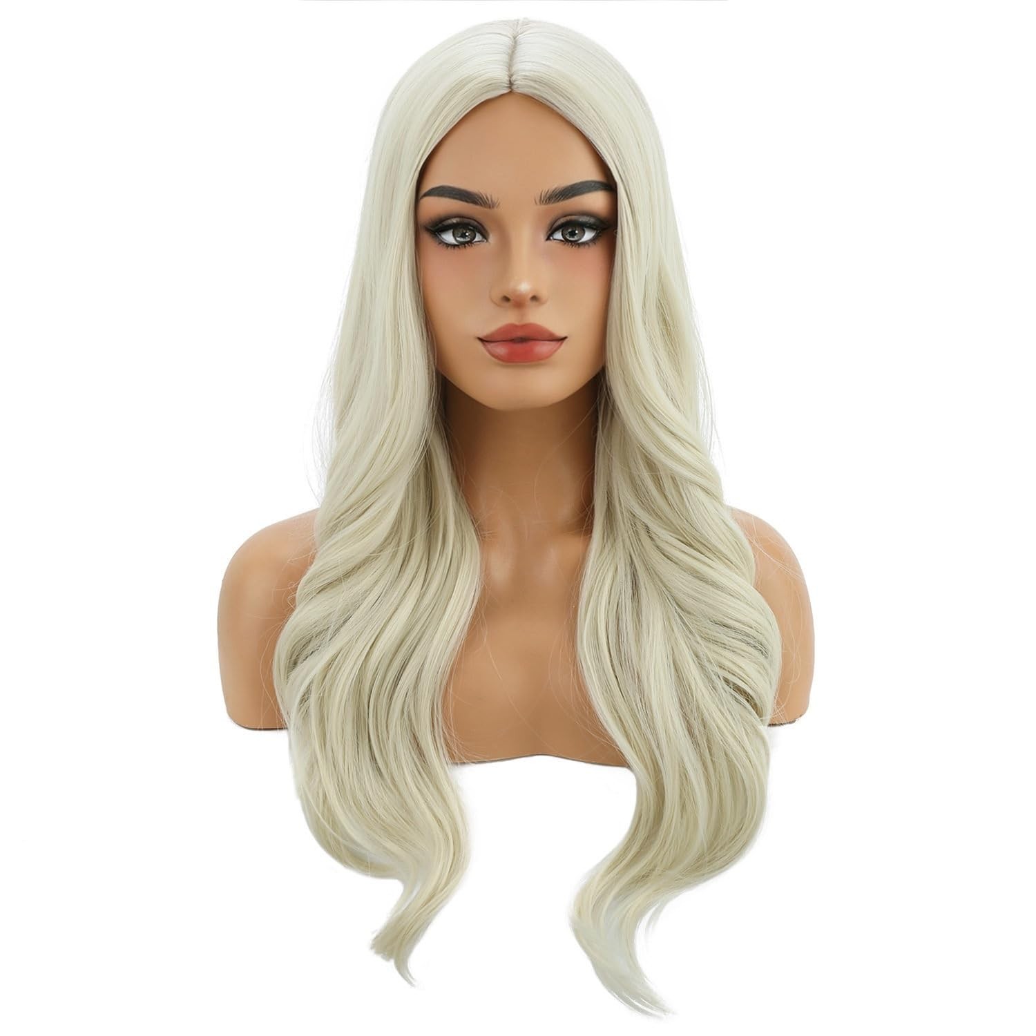 Blonde Wigs for Women Girls Long Curly Wavy Wig Light Blonde Middle Part Hair…