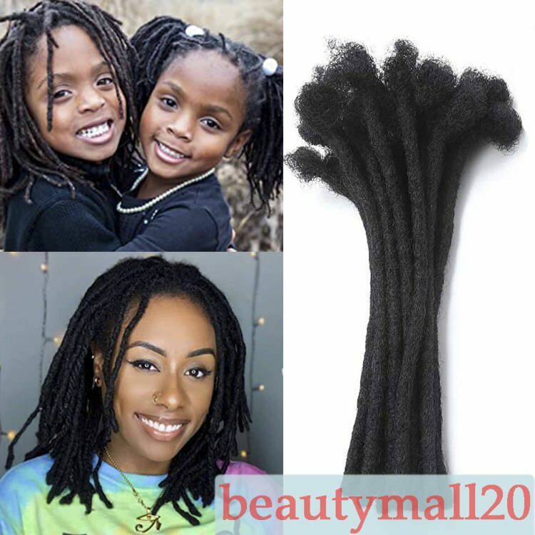 100% Human Hair Dreadlocks Handmade Permanent Afro Loc Extensions NaturalBlack1B