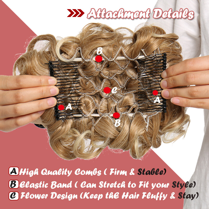 100% Thick Natural Updo Claw Clip in Messy Bun Hair Piece Extension Comb Wedding