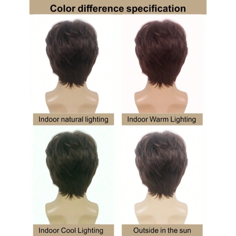 Men Brown Wig Fashion Short Beanie Hairpiece Male Universal Cosplay Glueless Wig