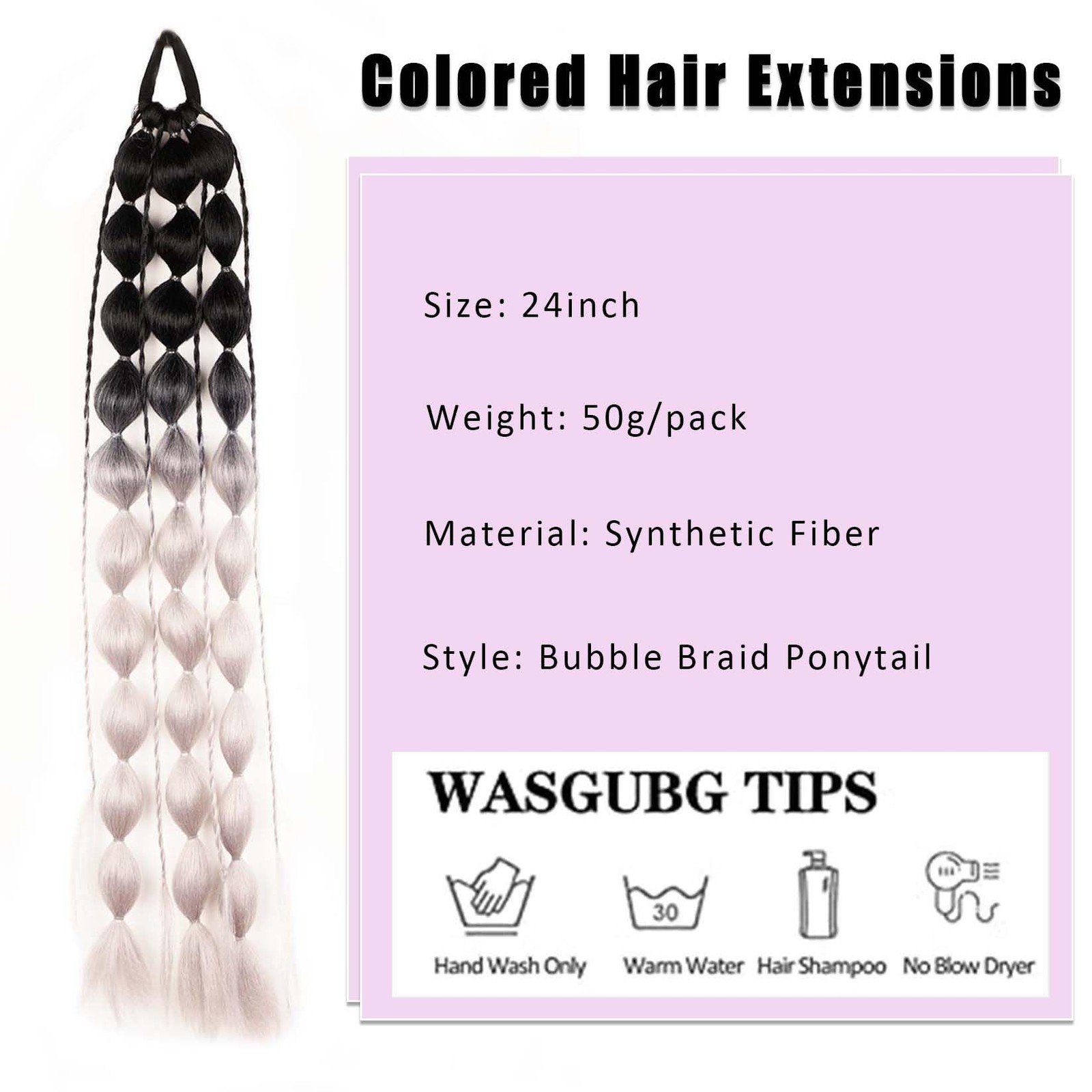 Colored Bubble Ponytail Extension with Hair Tie Long Colored Hair Extensions …