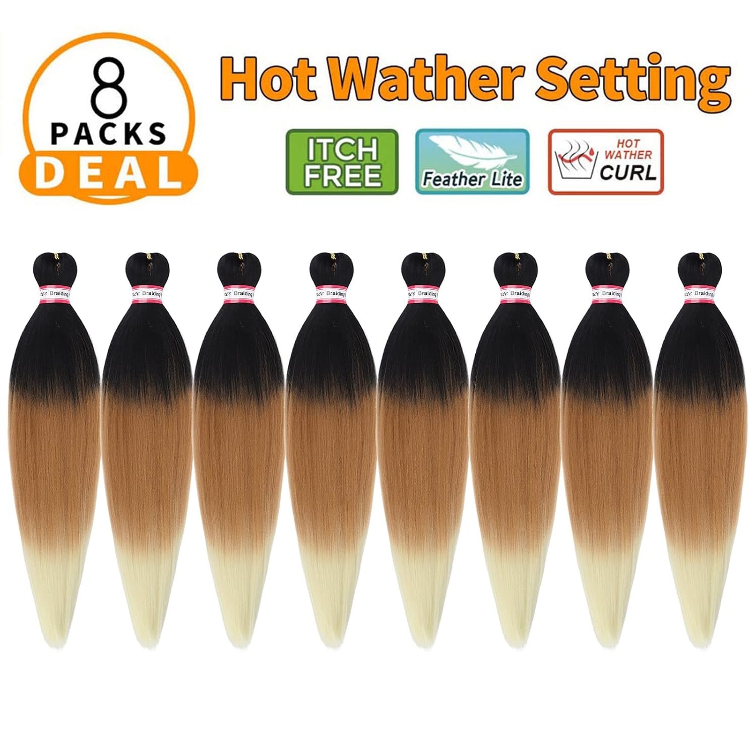 20 Inch Easy Twist Ombre Braiding Hair – 8 Packs of Soft, Manageable Synthetic