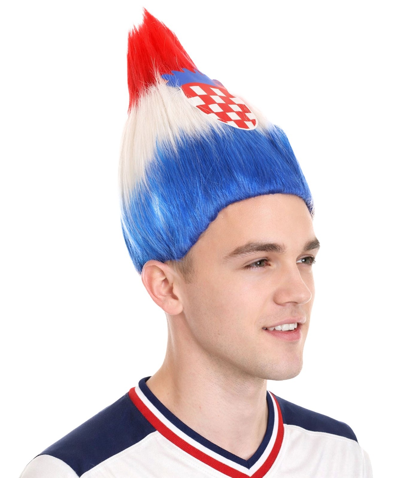 HPO Flagwigs Adult Unisex Serbia Flag Troll Wigs,Perfect for Cosplay HM-797A