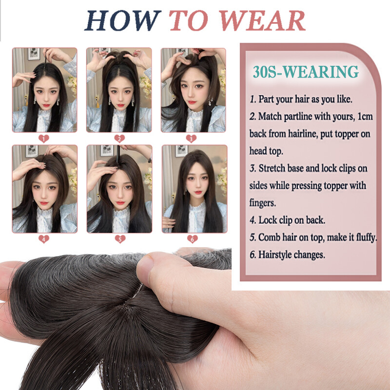 NEW Natural Toupee False Hairpiece Clip In As Human Hair Extensions Topper Wavy