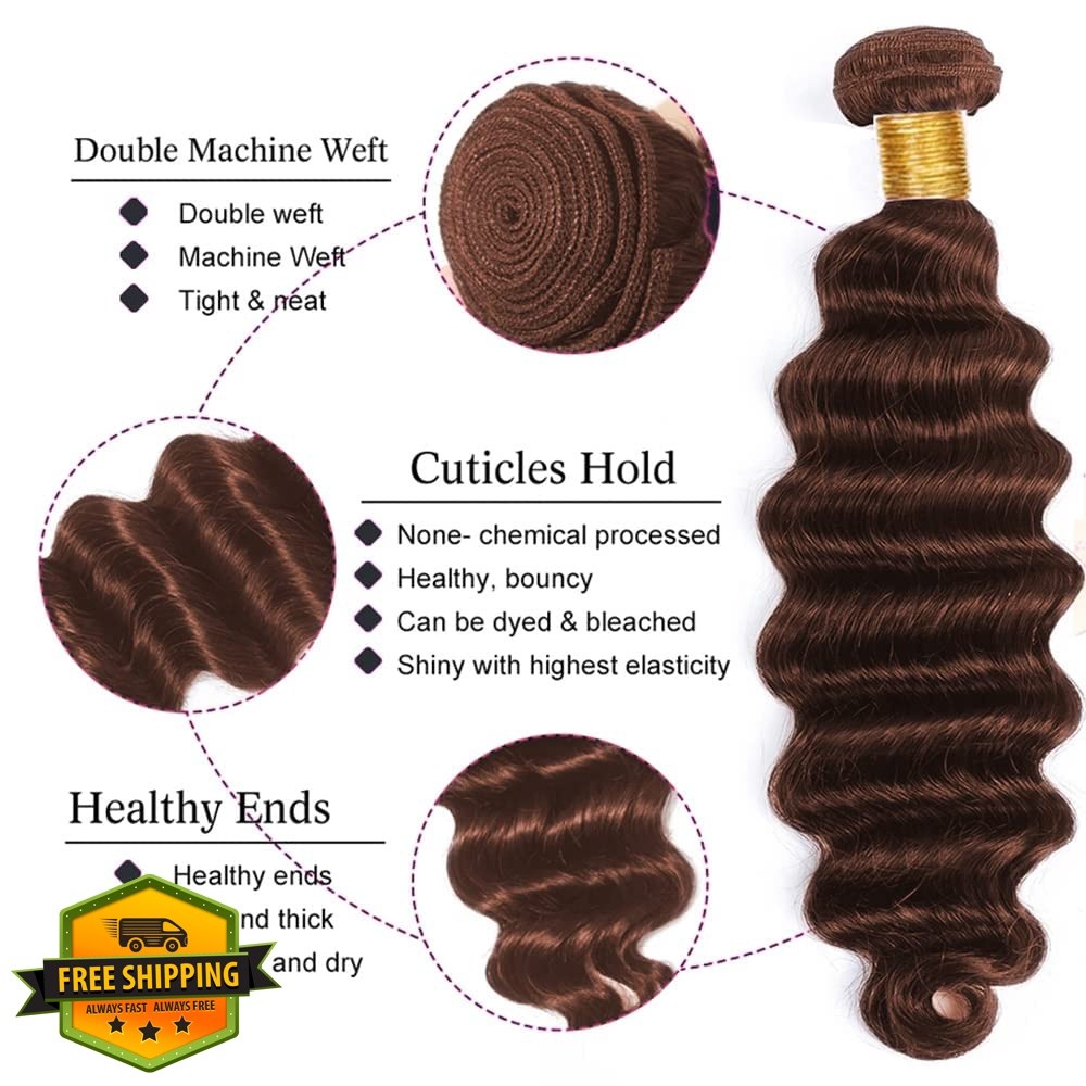FuivJuix #4 Brown Deep Wave Bundles 14 16 18 Inch