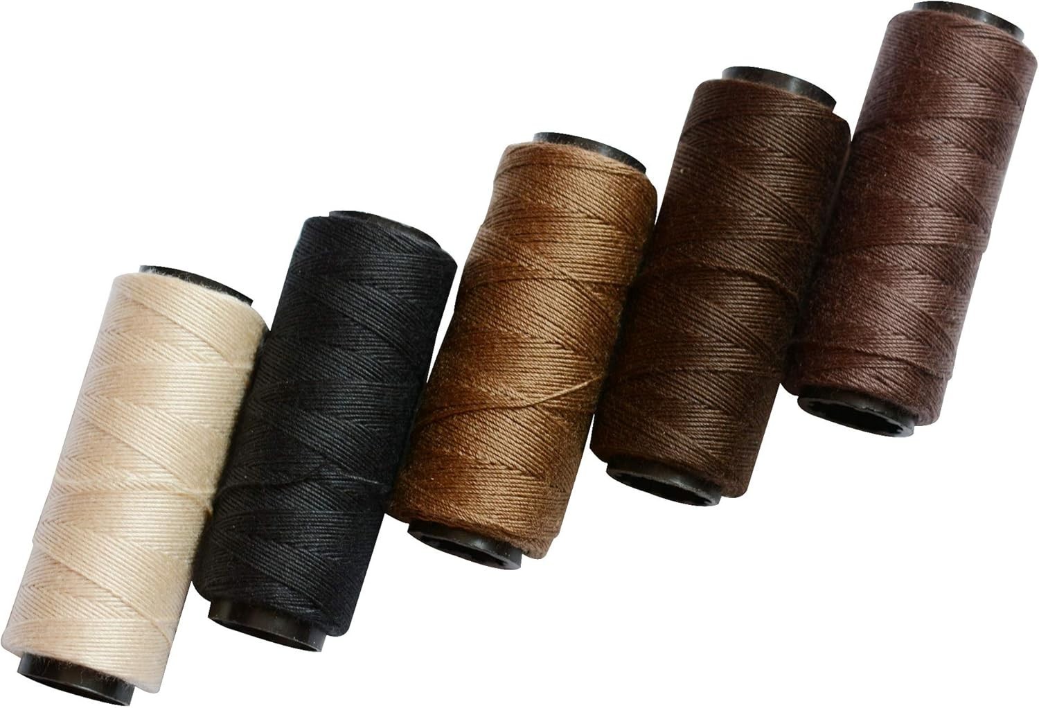 Sewing Threads Set 5 Rolls in Black Brown Dark Brown Beige Khaki for Wig Making