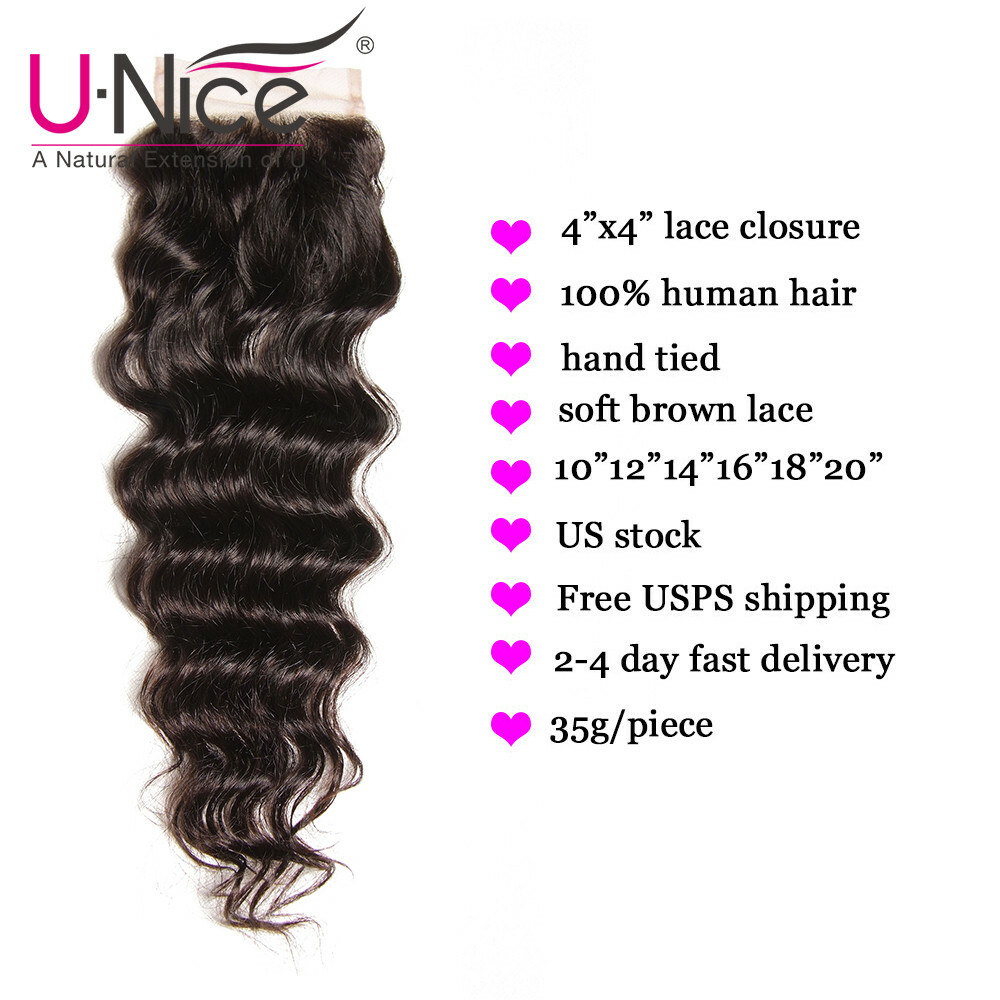 UNice Peruvian Natural Wave 3 Bundles Human Hair Extensions With Lace Closure US