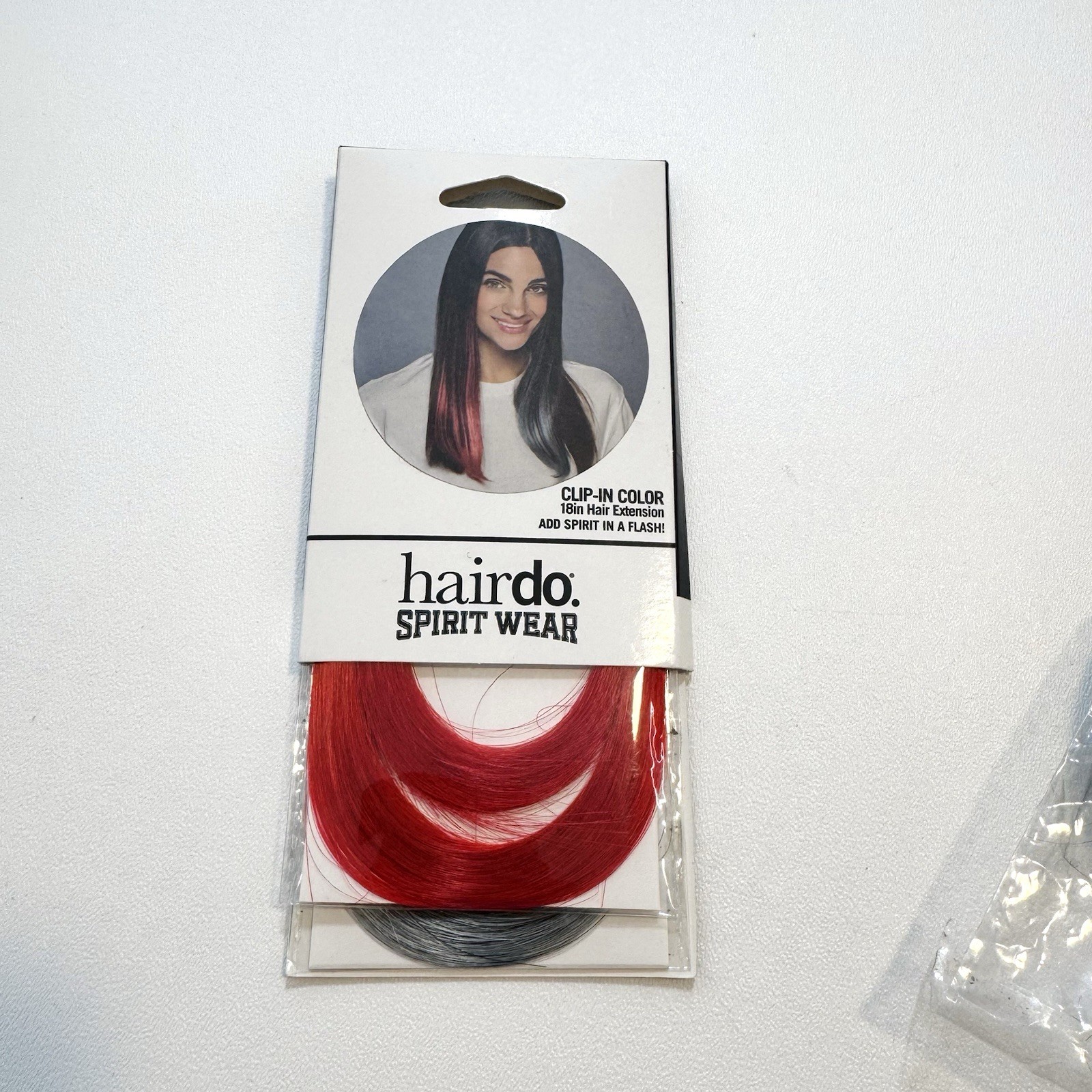Hairdo Spirit Wear Red & Gray Hair Wrap & Clip In Color 18” Extension Pieces NWT
