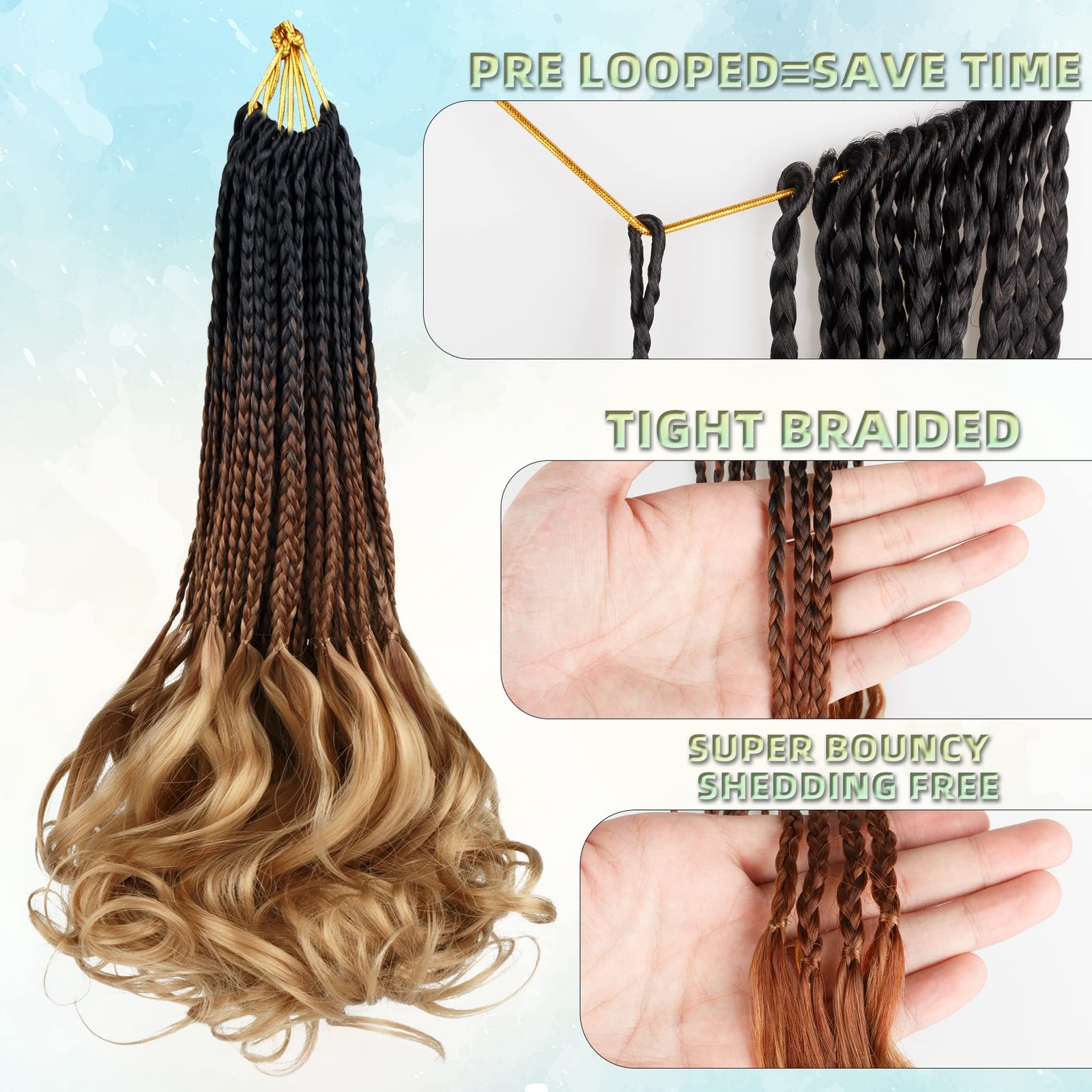 Hahoness French Curl Braids Crochet Hair For Black Women – 14 Inch 8 Packs