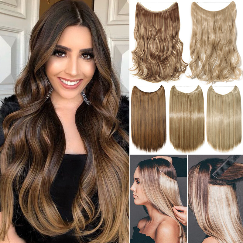 Natural Long Thick Invisible Wire in Hair Extensions Secret Wire Soft FOR Human