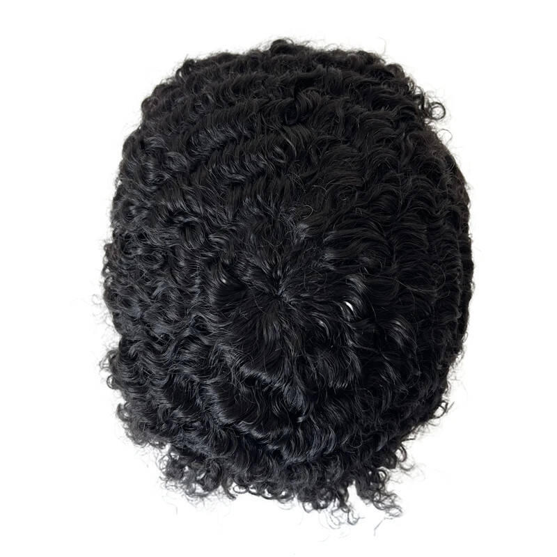 Virgin Human Hair Toupee 10mm Wave 8×10 Mono Lace Unit for Black Men