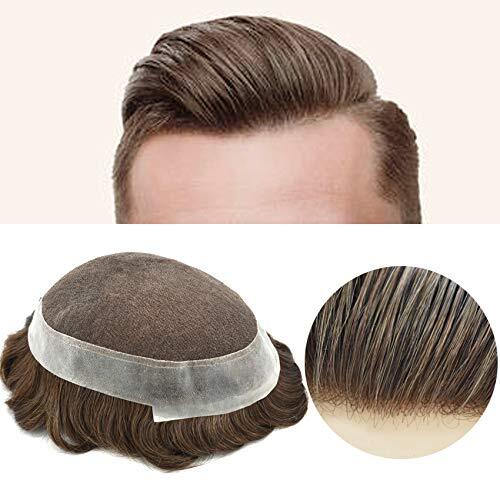 French Lace Poly Around Skin HairpieceMens Toupee Human Hair Replacement System