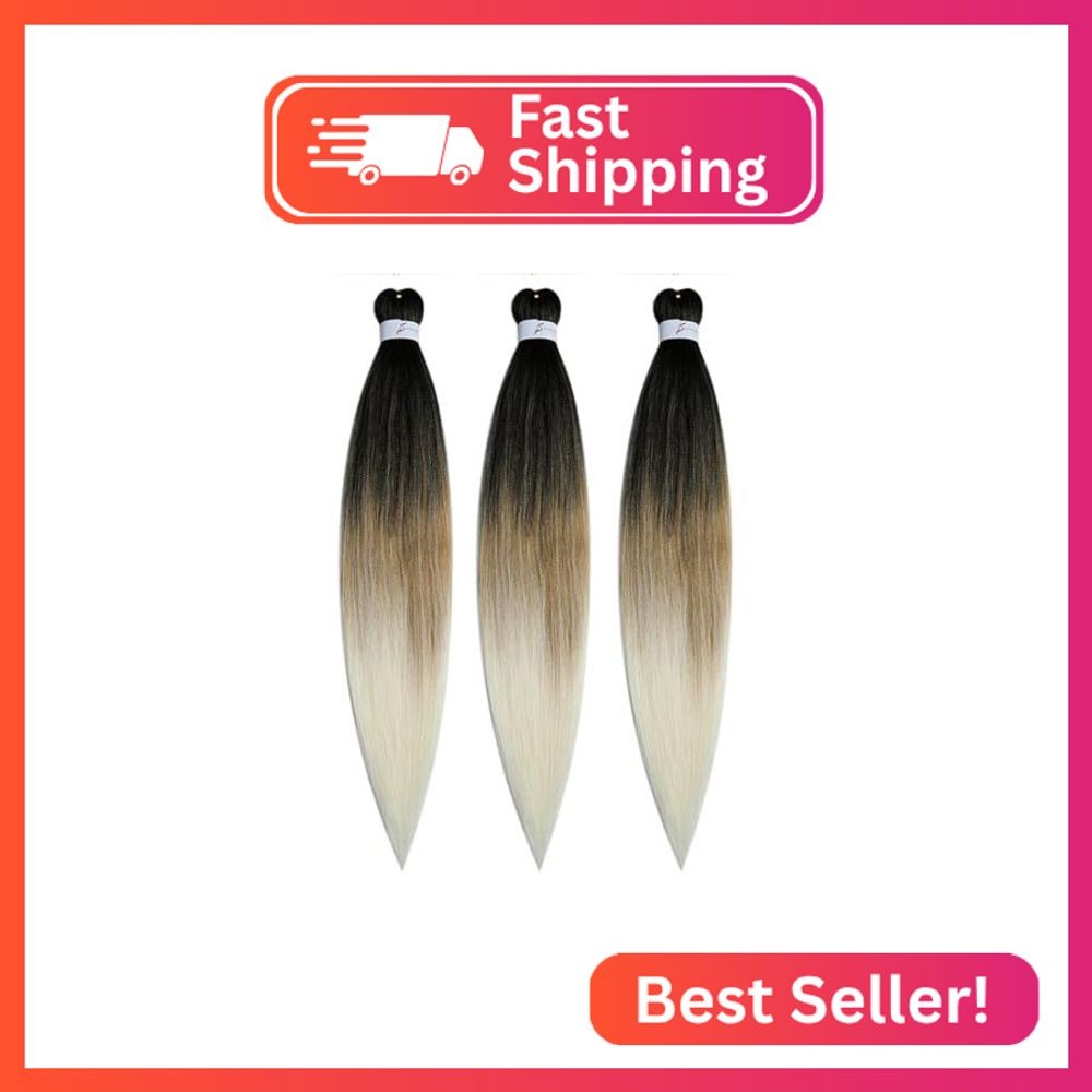 BALINGHAIR Pre Stretched Braiding Hair Extensions Ombre Black to Light Brown to