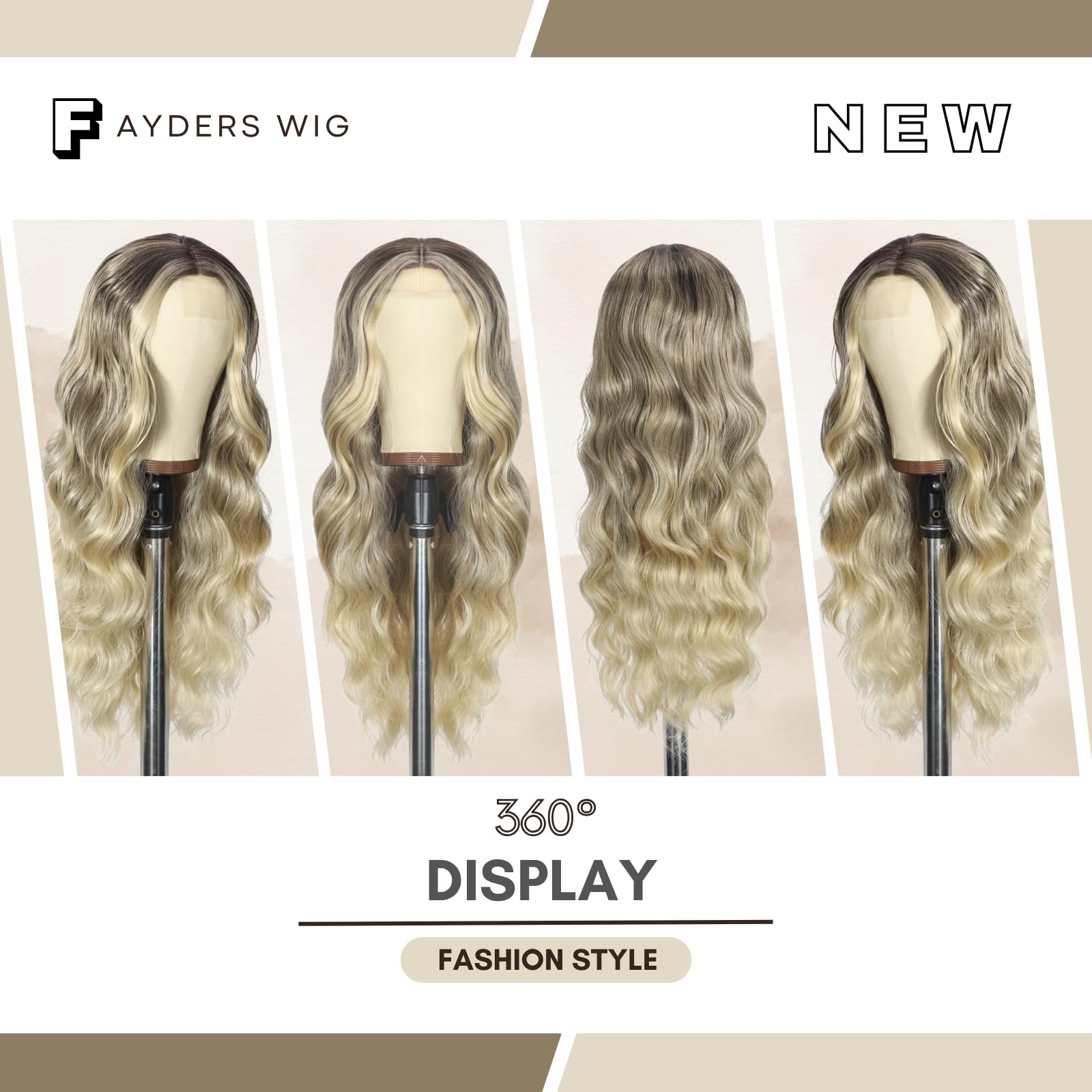 26 Inch Long Ombre Blonde Wig for Women | Middle Part Culy Wavy Wig | Heat Re…