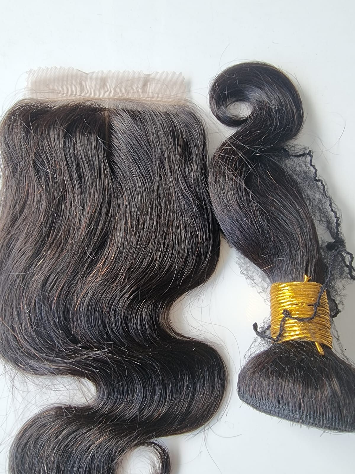12INCH&12INCH 4X4 SILK BASE CLOSURE PERUVIAN HUMAN HAIR 1B# COLOR BODY WAVE 150g