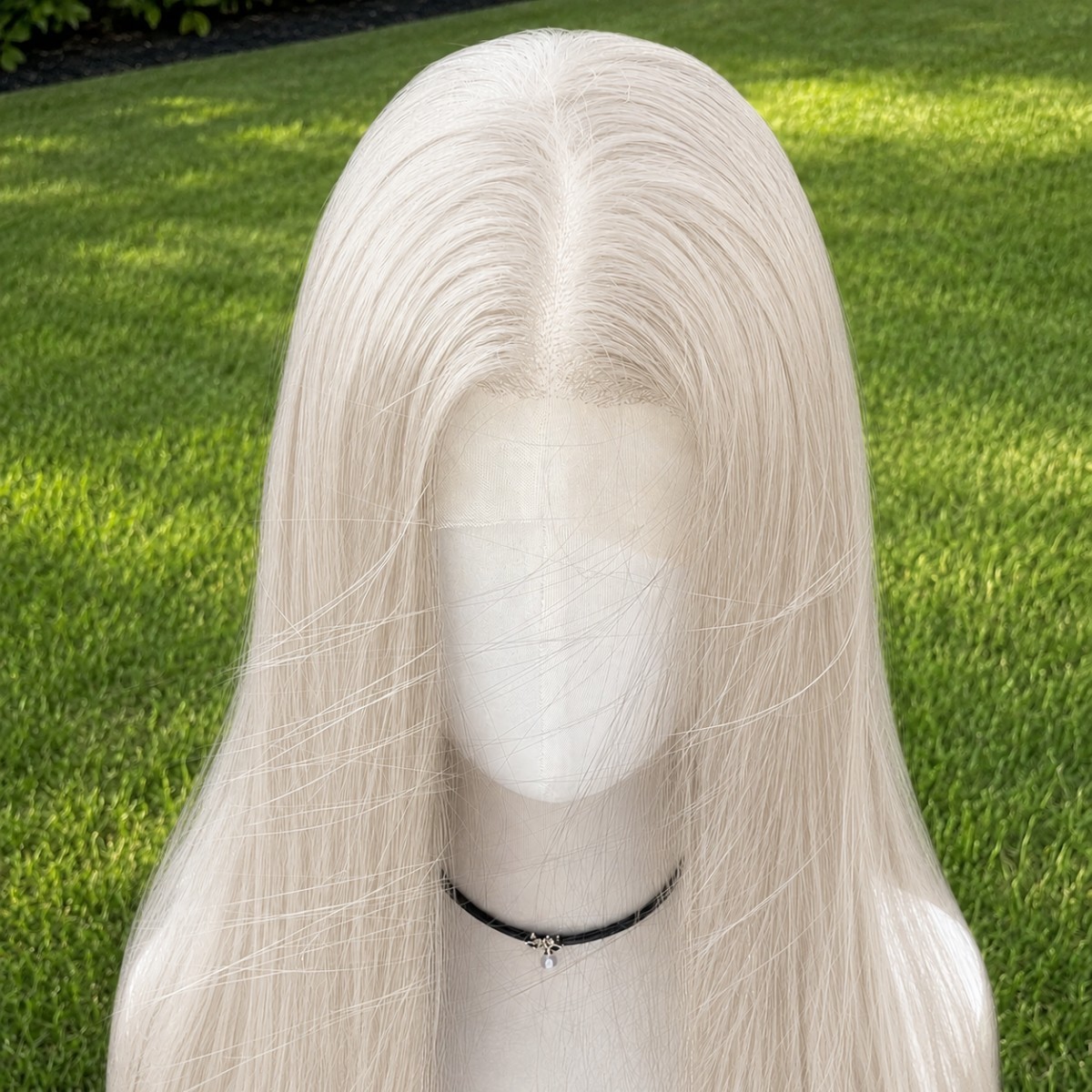 Heat Resistant Synthetic Hair Frontal Lace Wig Platinum blonde Long Straight