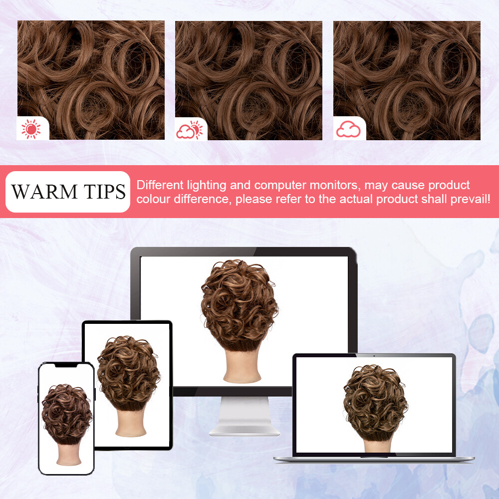US Curly Chignon Messy Bun Updo Clip in on Hair Piece Bridal Extensions As Human