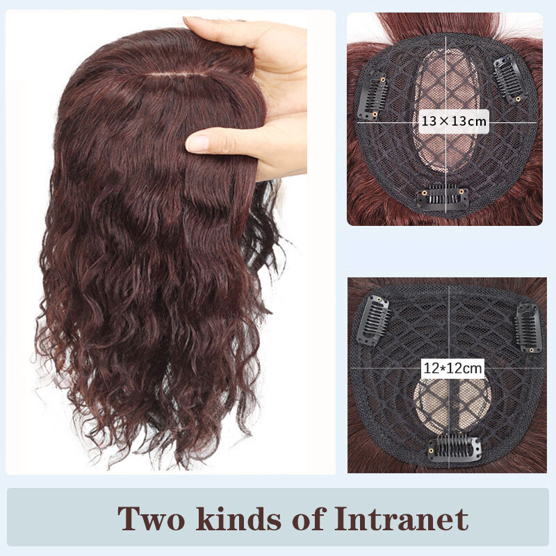 100% Real Human Hair Mono Curly Wavy with Bang Women’Topper Hairpiece Top Piece