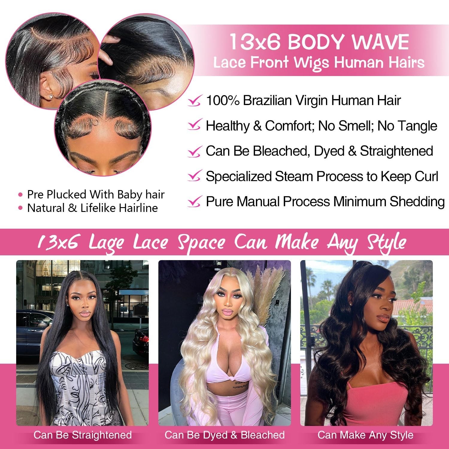 Luxury 30-Inch 13×6 Lace Front Wig – 200% Density Human Hair in Natural Black