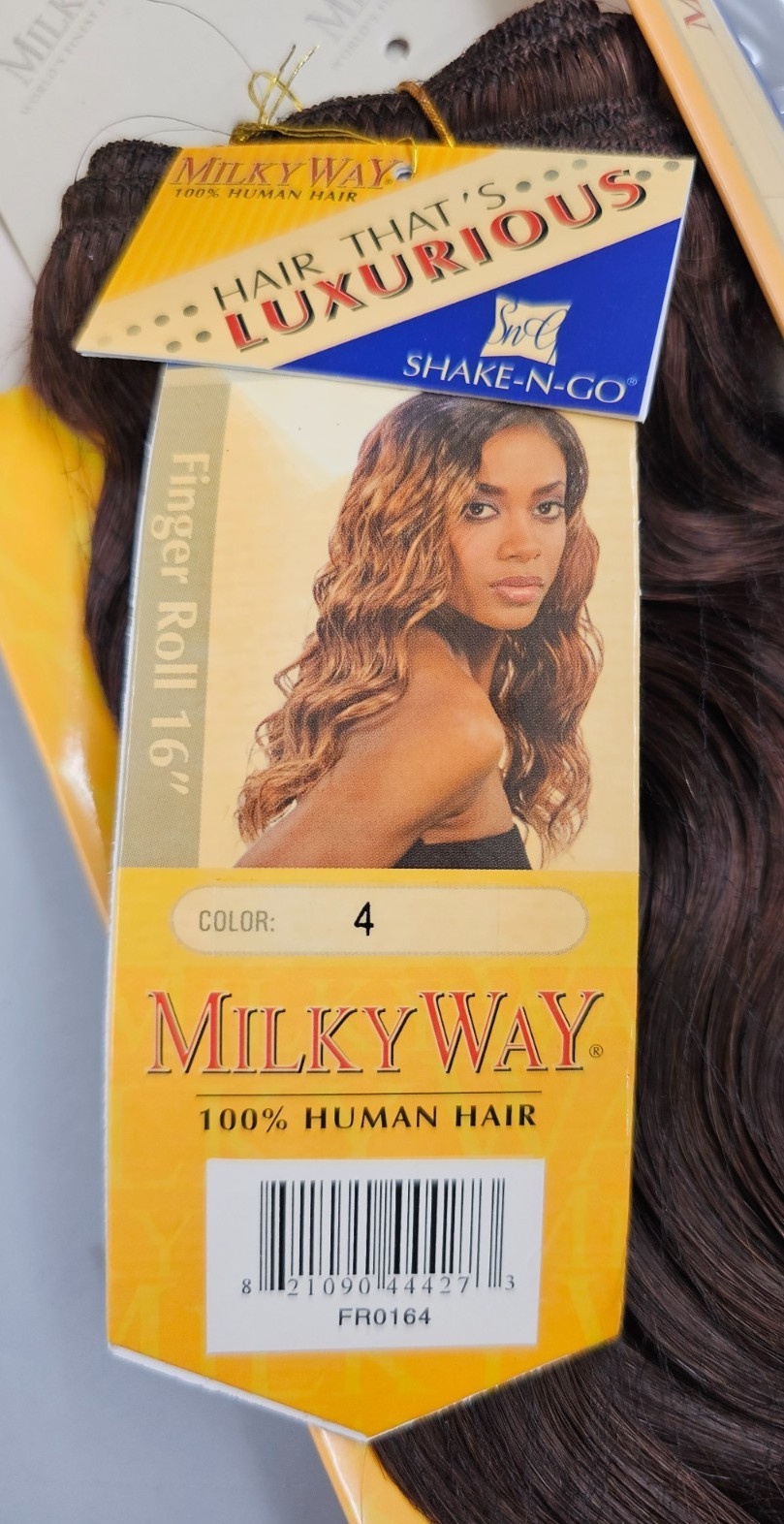 Milky Way 100% Human Hair 16″ Finger Roll Wave + FreeTress Synthetic Kelly Curl