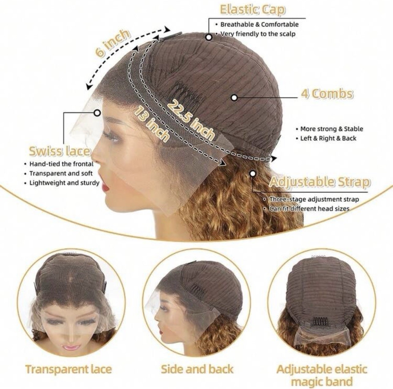 Ombre Lace Front Wigs Human Hair S1/30 / 200Density 13*6 / 18 inch