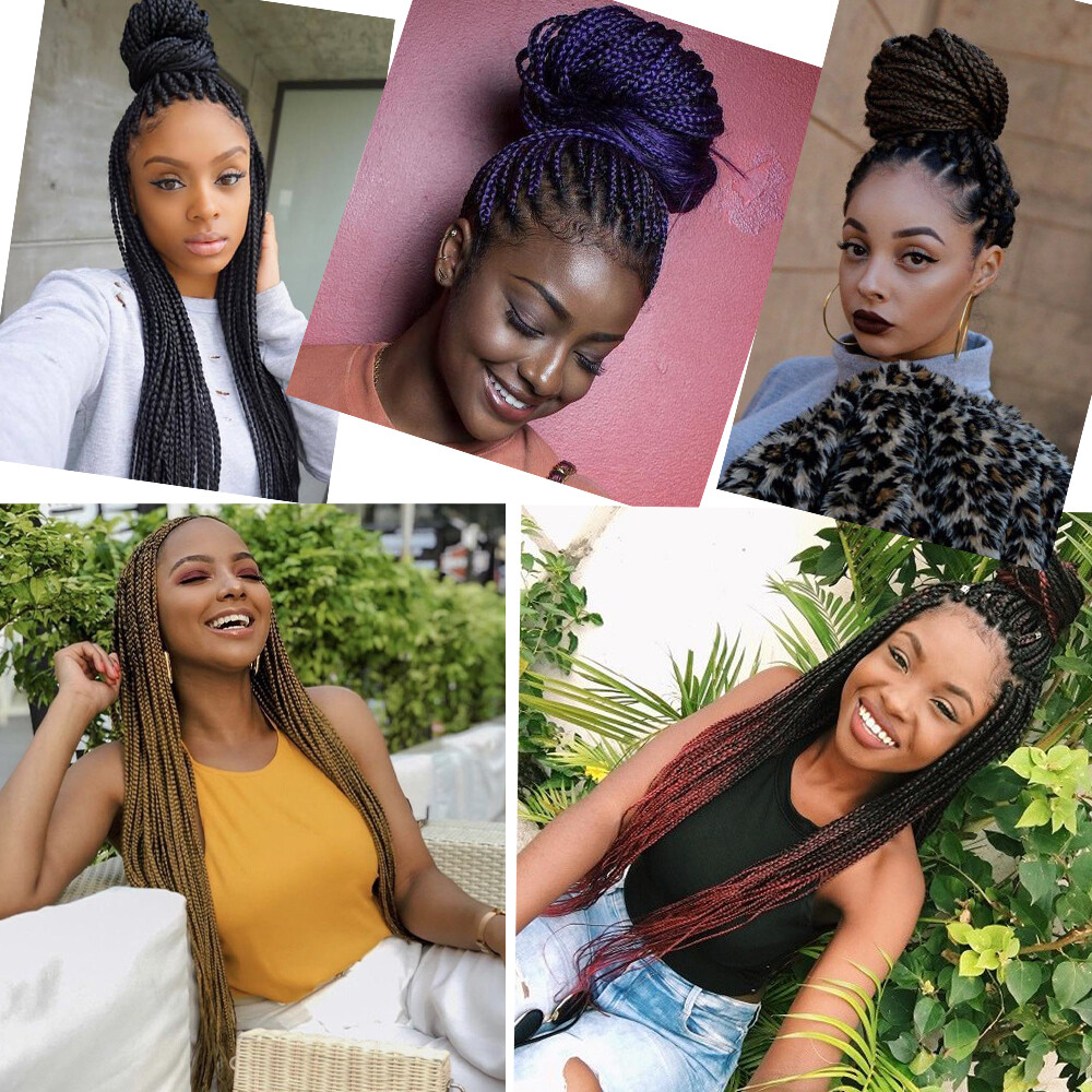 Pre-Braided Micro Box Braids Long Crochet 3X Braiding Hair Extensions for Woman