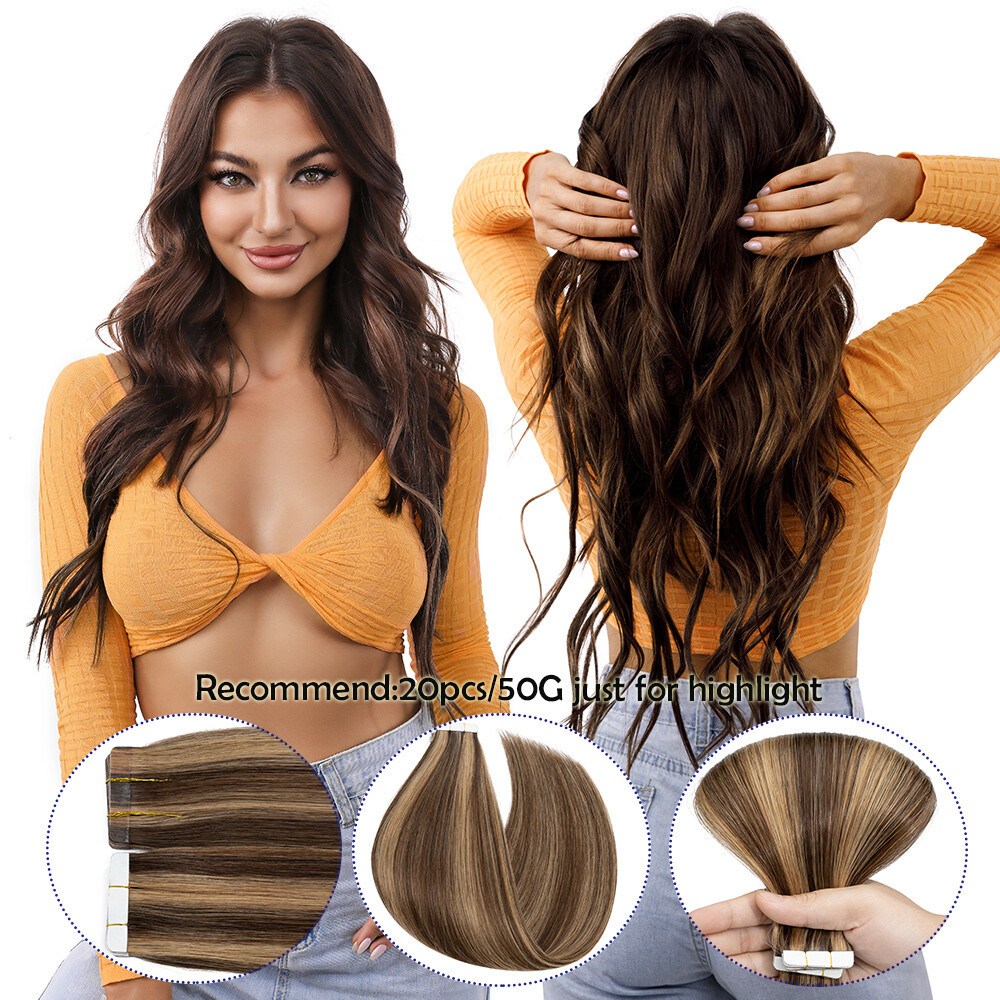 Thick 200g 80pcs Tape In Remy Human Hair Extensions Skin Weft FULL HEAD BLONDE F