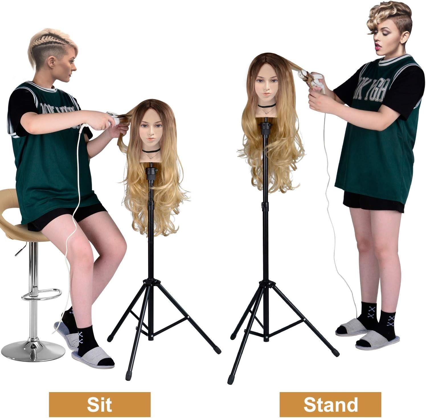 Adjustable Wig Stand Tripod for Cosmetology Training with Carrying Bag Included