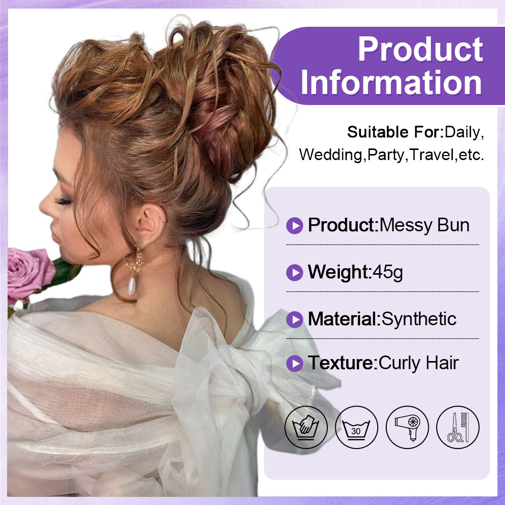 MESSY THICK Bun Hair Piece Scrunchie Updo Wrap Extensions Straight Real As Human