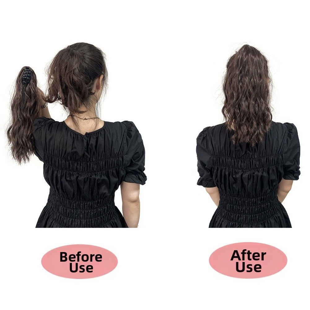 Curly Hair Water Wave Ponytail Clip Heat Resistant Synthetic Hair 35cm
