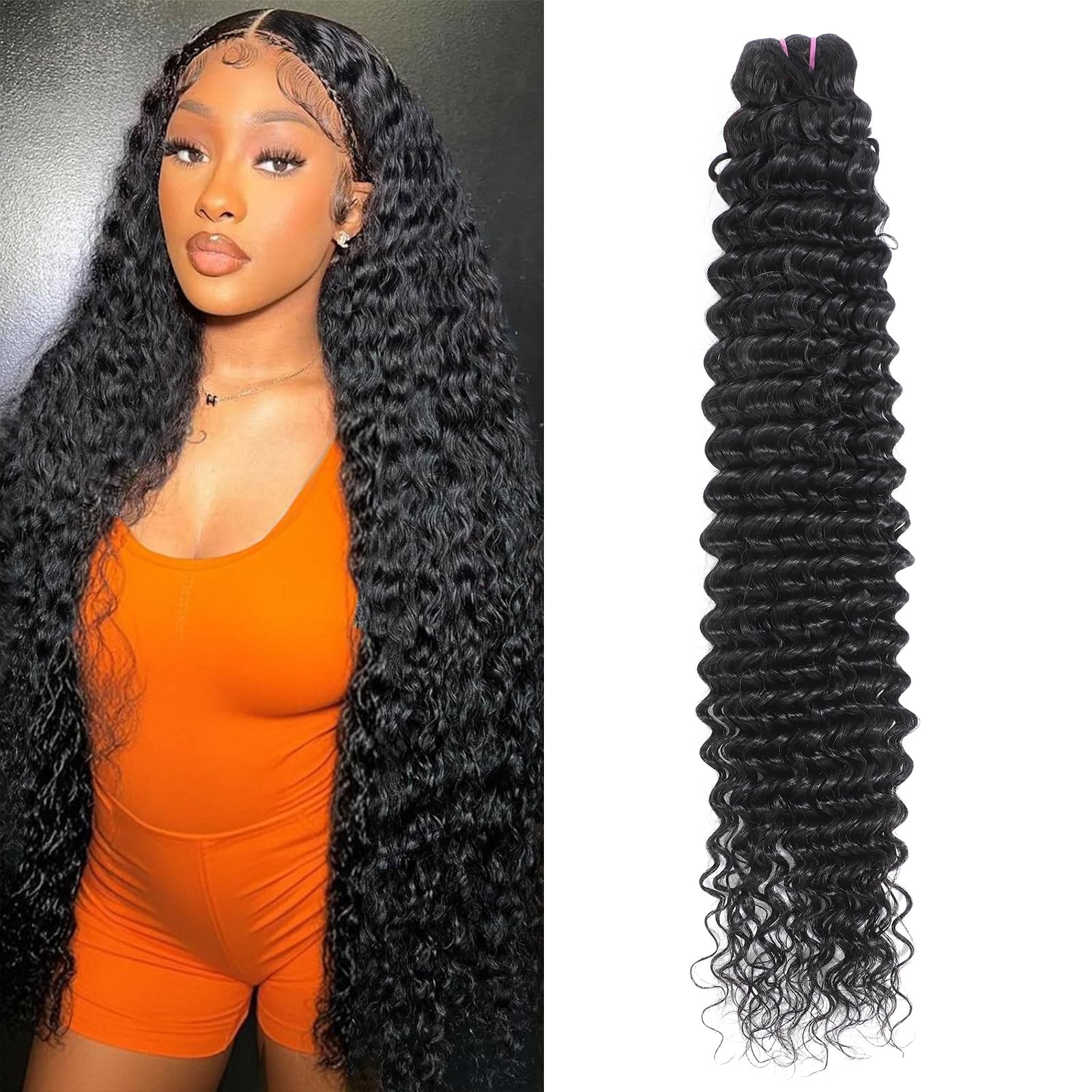 Indian Human Hair Deep Wave Bundles Virgin Remy Hair, No Tangle Shedding, Silky