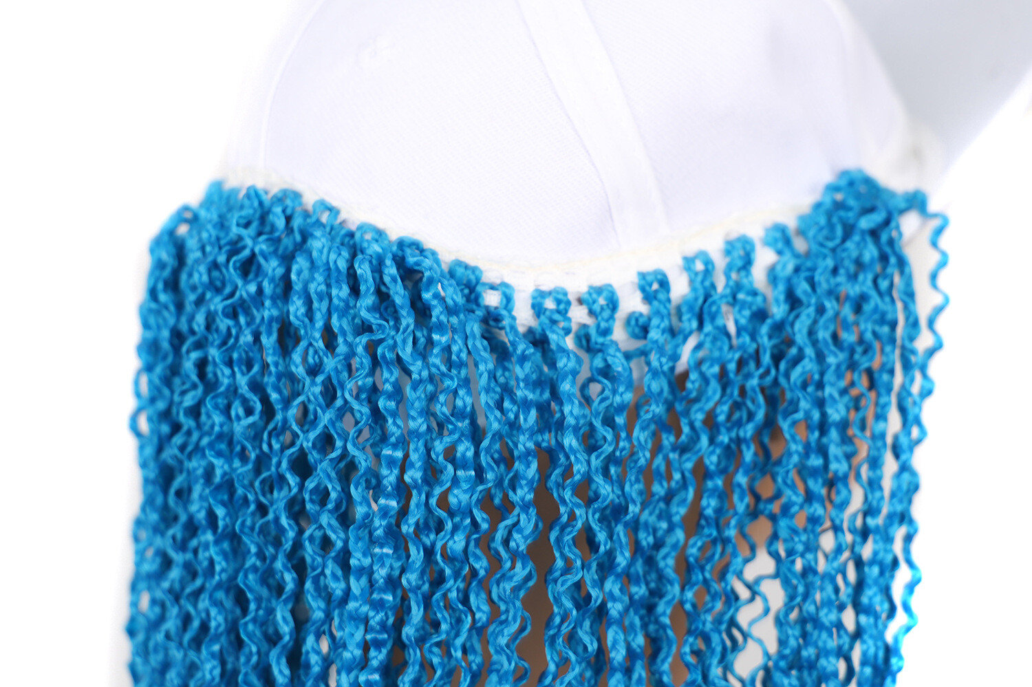 Baseball Cap With Curly Wave Braid Attached Micro Braids Hat Wig for Women Girls