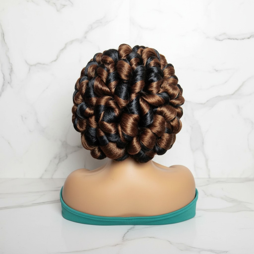 Braided Wig Cornrow with Jumbo Twist Braids Puff Knots Full Lace with Baby Hair